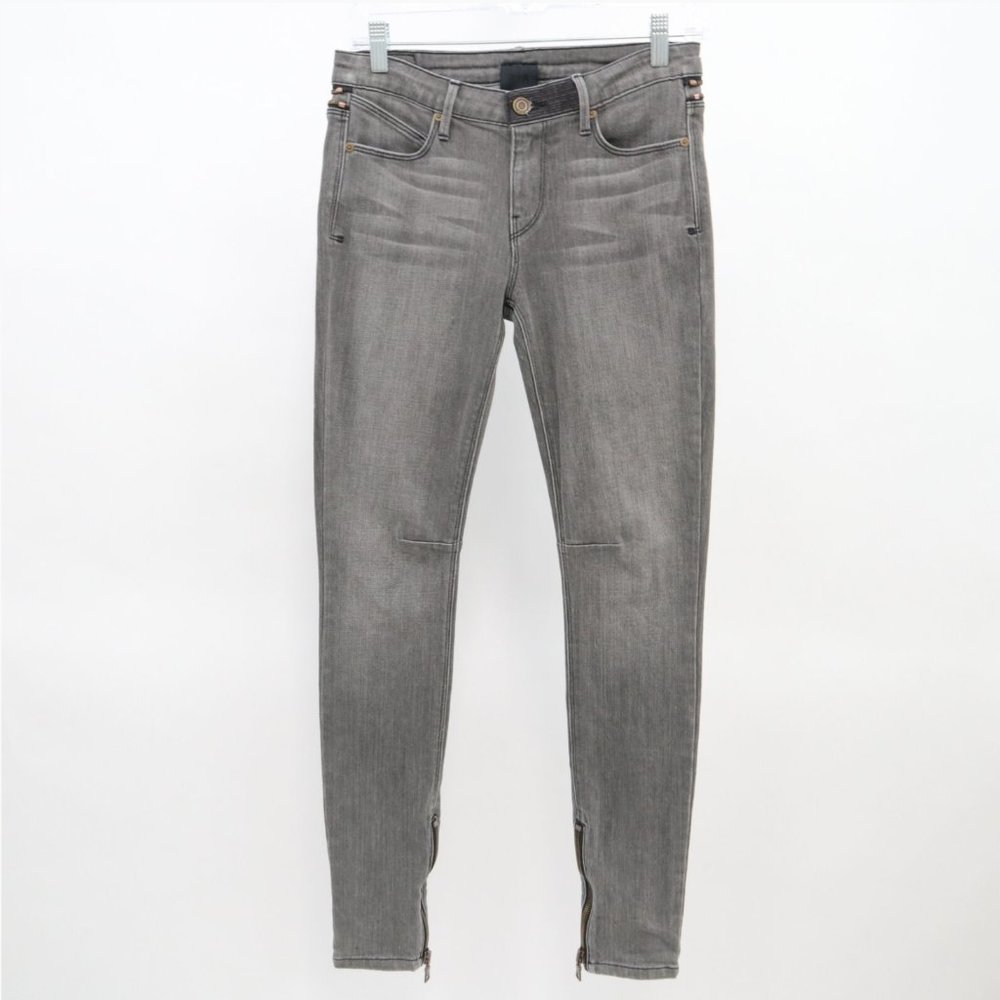 RtA Womens Skinny Jeans W25 L30 Ankle Zip Details Gray Stretch Denim